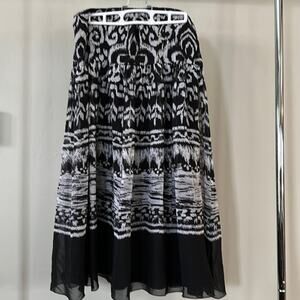 100% Silk Maxi Skirt Women's 4 Lined Boho Black Southwestern Sheer